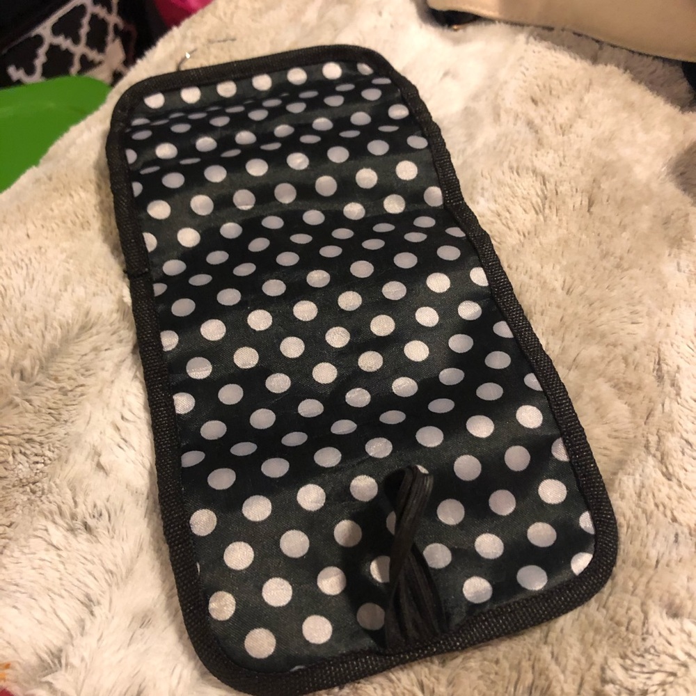 Black & White Polka Dot Jewelry Travel Rollup Bag